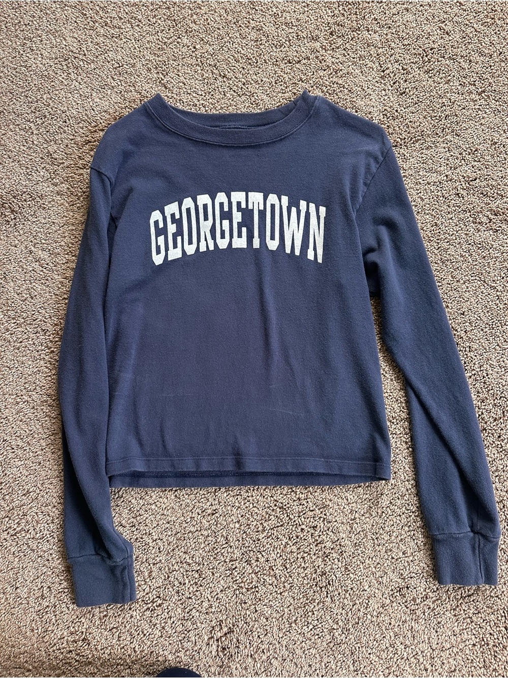 Brandy Melville Navy Long-Sleeve Crewneck with White Georgetown Arch